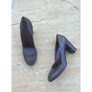 Max Mara Burgundy Mary Jane Heel Leather Sz 40 LH